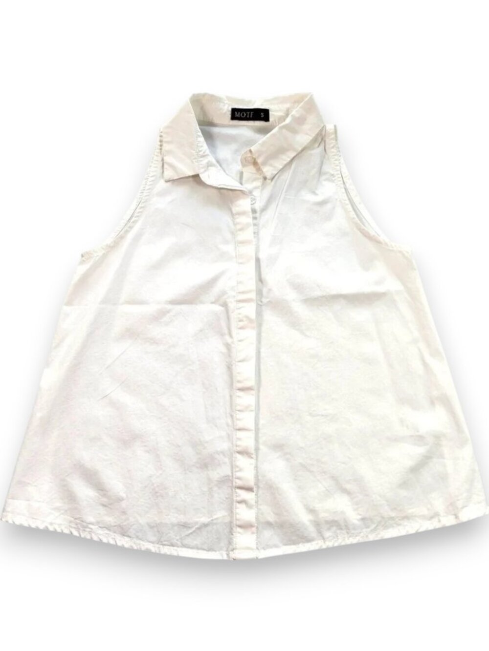 MOTF White Cotton Sleeveless Button Down Collared Blouse Size Small